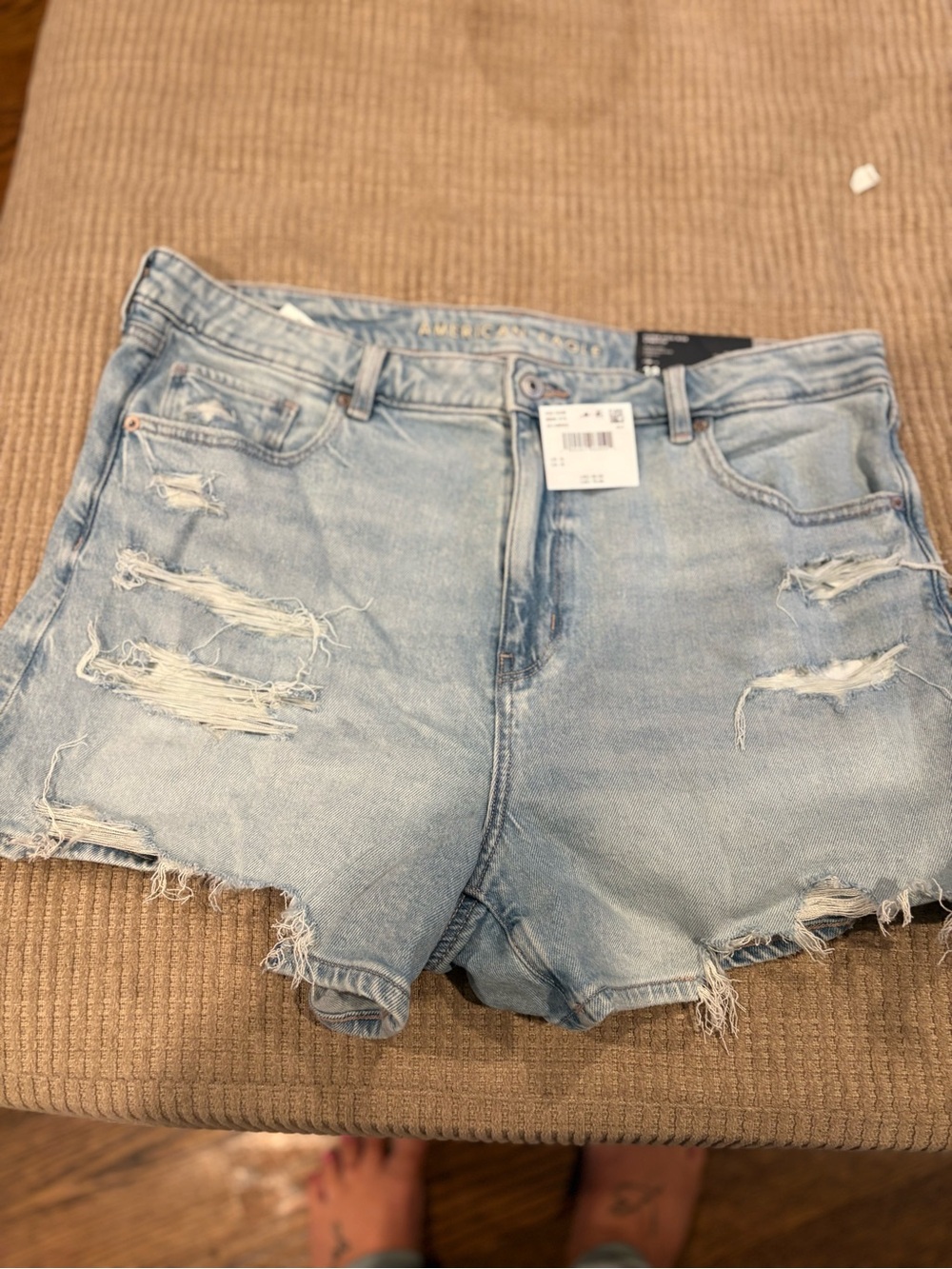 American Eagle Outfitters Light Blue Distressed Denim Shorts